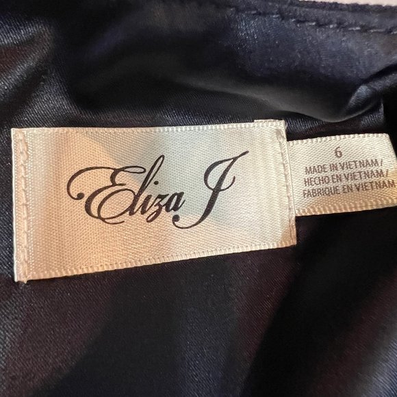 New Eliza J V-Neck Chiffon Long Sleeve Shift Dress Size 6 in Navy Blue - Picture 4 of 13